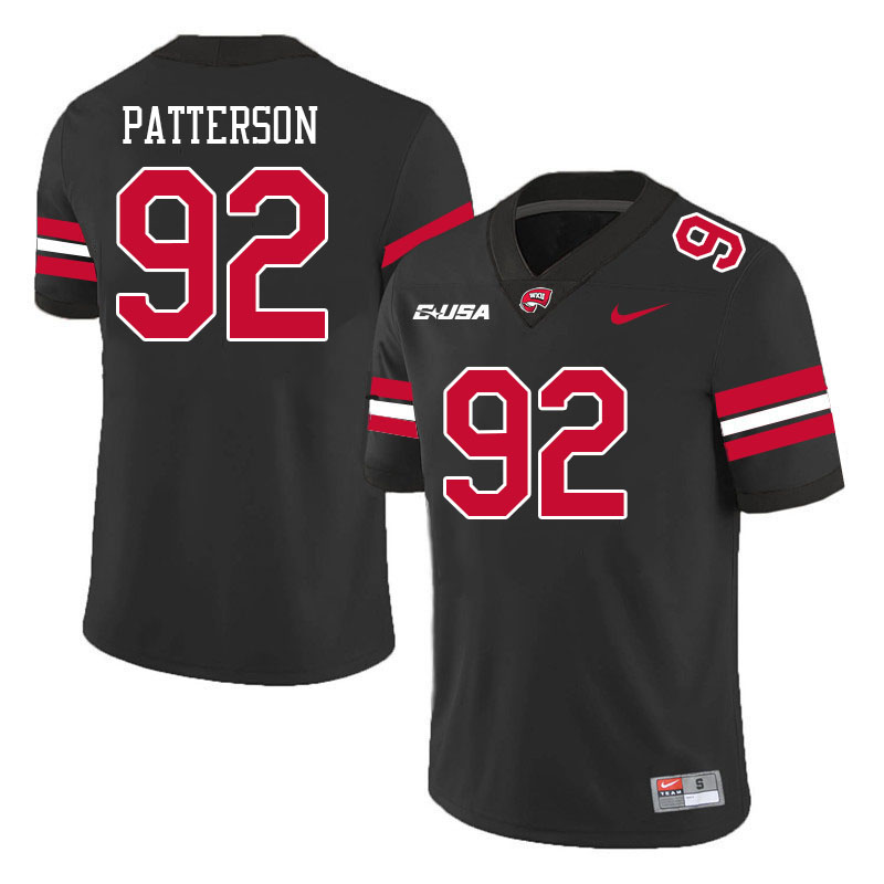 Western Kentucky Hilltoppers #92 Marcus Patterson College Football Jerseys Stitched Sale-Black